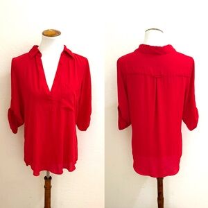 New York & Company Vibrant Red Blouse